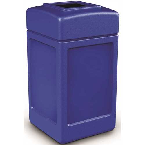 PolyTec 42 Gal. Blue Square Trash Can with Open Top Lid