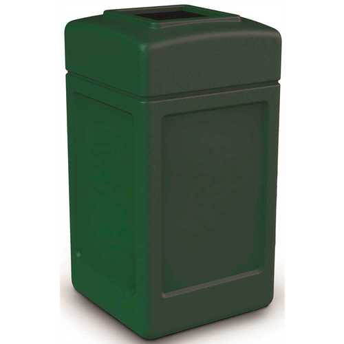 PolyTec 42 Gal. Forest Green Square Trash Can with Open Top Lid