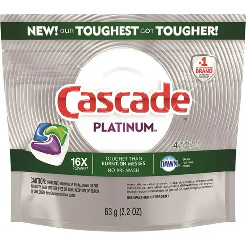 CASCADE 003700098422 2.2 oz Platinum ActionPacs Fresh Scent Dishwasher Detergent with Dawn - pack of 4