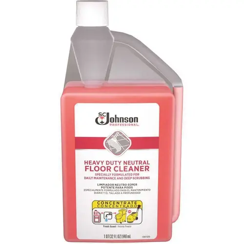 SC Johnson Professional Heavy Duty Neutral pH Floor & Surface Cleaner, 1 QUART SQUEEZE & POUR BOTTLE Red - pack of 6