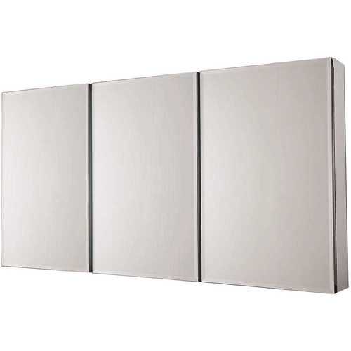 36 in. x 31 in. Recessed or Surface-Mount Tri-View Bathroom Medicine Cabinet with Beveled Mirror