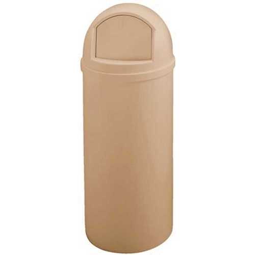 Rubbermaid Marshal 15 Gallon Plastic Round Trash Can (Beige)