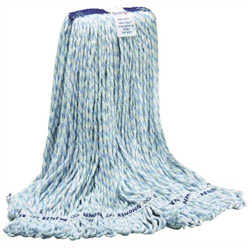 Standard Medium Blue and White Blend Loop-End Finish Wet String Mop Head with 1 in. Head Band