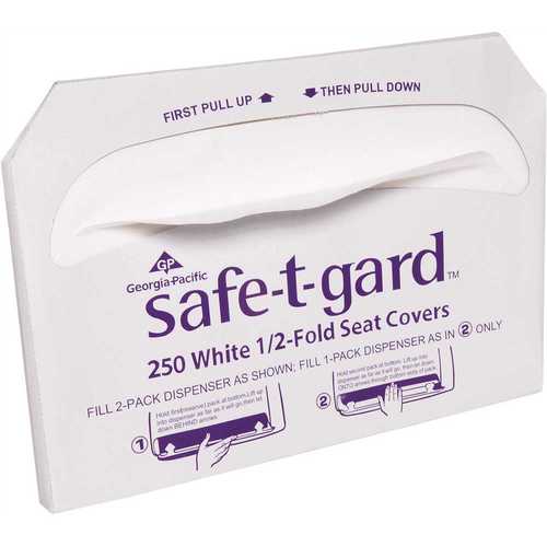 SAFE-T-GARD 47046 14.5 in. x 17 in. White Half-Fold Toilet Seat Cover - pack of 20