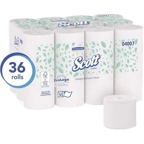 2-Ply Standard Rolls Coreless Toilet Paper (, 1,000-Sheets/Roll, 36,000-Sheets/Case) White - pack of 36