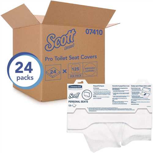 SCOTT 07410 White Disposable Toilet Seat Covers (125-Covers/Pack, )