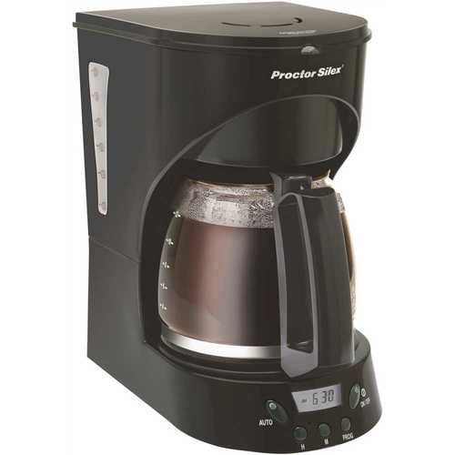 PROCTOR-SILEX 43574Y 12-Cup Programmable Black Drip Coffee Maker with Automatic Shut-Off