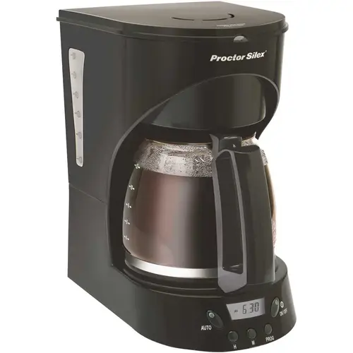 PROCTOR-SILEX 43574PS 12-Cup Programmable Black Drip Coffee Maker with Automatic Shut-Off