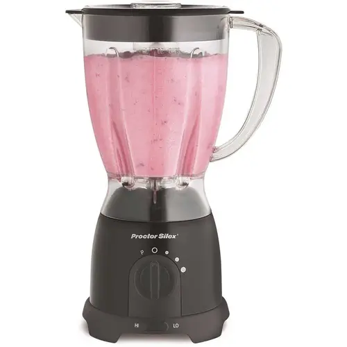 8-Speed Space-Saving Black Blender with Plastic Jar
