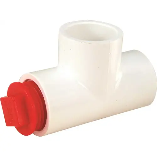 HVAC CLEANOUT TEE WITH PLUG, 3/4 IN., 50 TEES PER CASE White