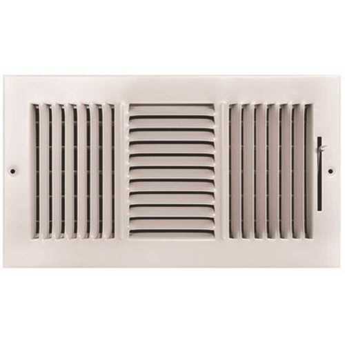 12 in. x 6 in. 3-Way Steel Wall/Ceiling Register White