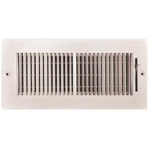 TruAire 132M 10X04 10 in. x 4 in. 2-Way Steel Wall/Ceiling Register 1/3 in. Fin Spacing White