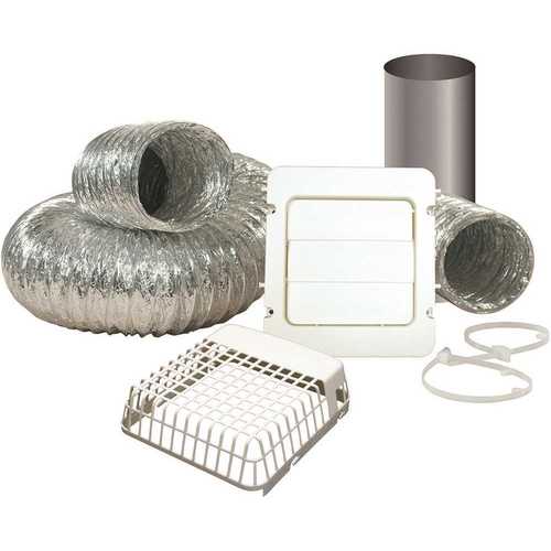 Everbilt TD48PGKHD6 4 in. x 8 ft. Dryer Vent Kit with Guard white