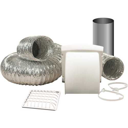 Wide Mouth Dryer Vent Kit with 4 in. x 8 ft. Aluminum Dryer Duct white