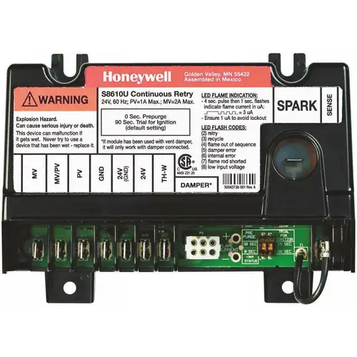 Honeywell Home S8610U3009 Furnace Intermittent Pilot Ignition Control Black