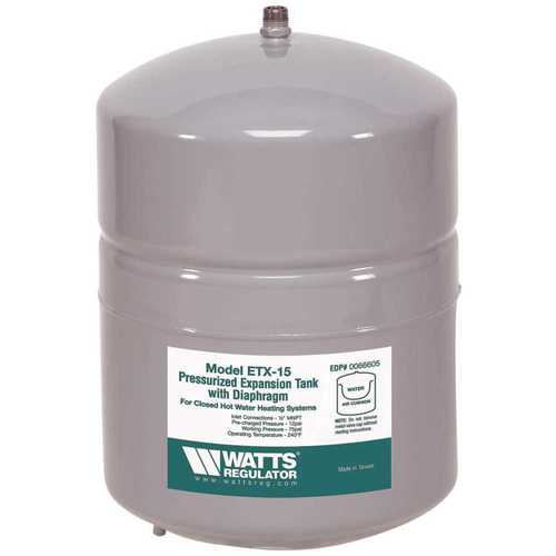 Watts 0066605 2.1 Gal. 1/2 in. IPS Hydronic Expansion Pressure Tank, Model #ETX-15