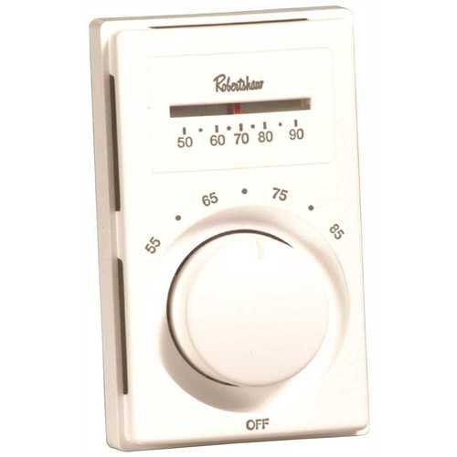 Robertshaw 801 LINE VOLTAGE THERMOSTAT WITH SINGLE-POLE SINGLE-THROW, HEAT ONLY