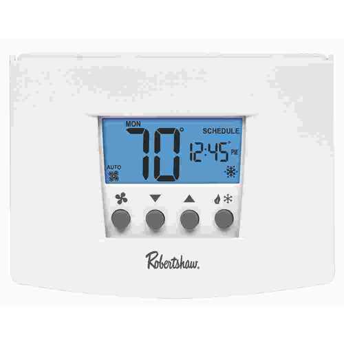 NON-PROGRAMMABLE THERMOSTAT, 1 HEAT/1 COOL, 24-VOLT AC WITH BATTERY BACKUP OR 3-VOLT DC White