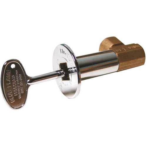 Blue Flame BF.A.PC.HD Angle Gas Valve Kit Included Brass Valve, Floor Plate and Key in Polished Chrome