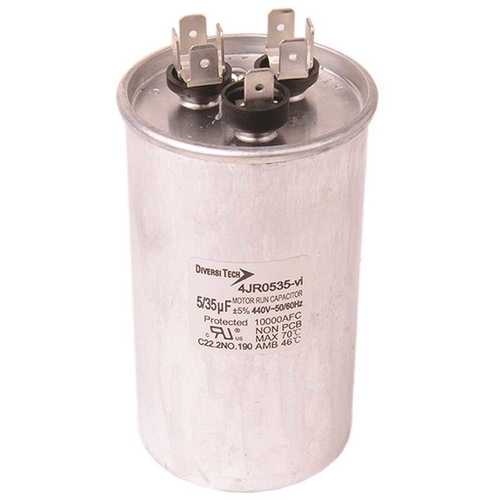 35/5 MFD 440 VAC Round Dual Motor Run Capacitor