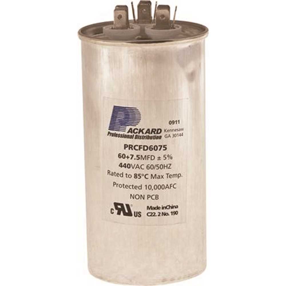 TitanPro TRCFD6075 Dual Run Capacitor 60/7.5 MFD 440/370V – For HVAC Motors, By Packard
