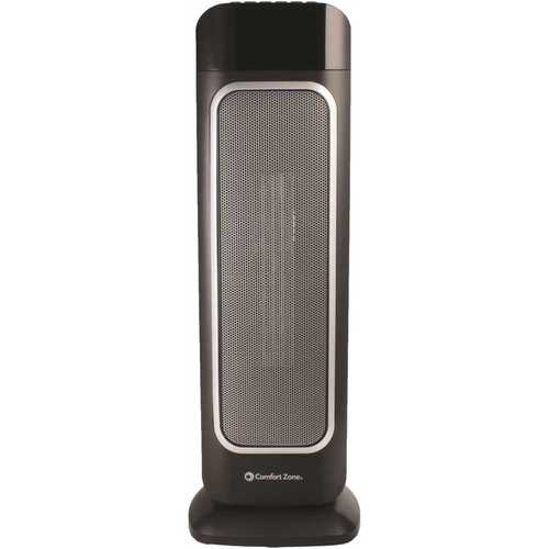 23 in. 1,500-Watt Black Oscillating Tower Electric Ceramic Heater with Remote Control