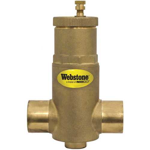Webstone, a brand of NIBCO 75003 3/4 in. Forged Brass Sweat Air Separator with Removable Vent Head and Coalescing Medium
