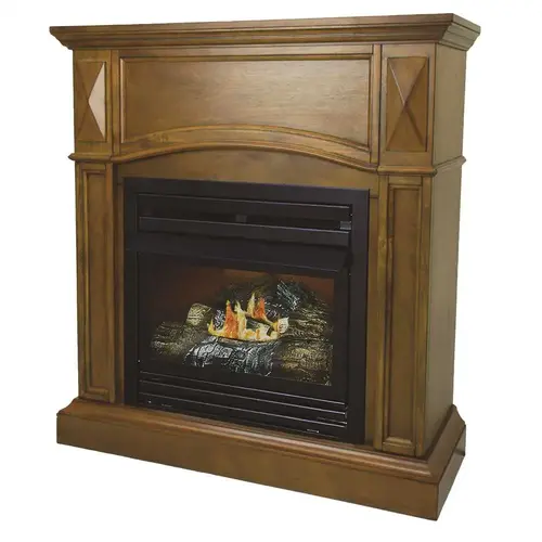 20,000 BTU 36 in. Compact Convertible Ventless Propane Gas Fireplace in Heritage Oak