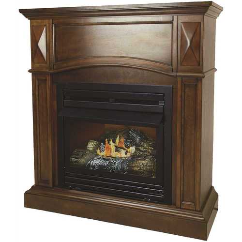 20,000 BTU 36 in. Compact Convertible Ventless Propane Gas Fireplace in Cherry