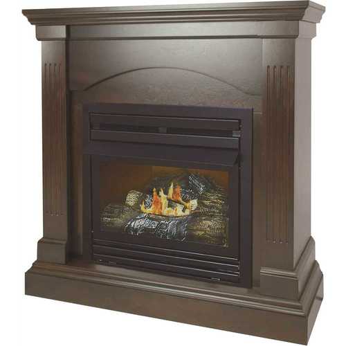 Pleasant Hearth VFF-PH20LP-2T2 20,000 BTU 36 in. Compact Convertible Ventless Propane Gas Fireplace in Tobacco