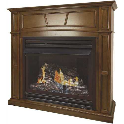 Pleasant Hearth VFF-PH32NG-H1 32,000 BTU 46 in. Full Size Ventless Natural Gas Fireplace in Heritage
