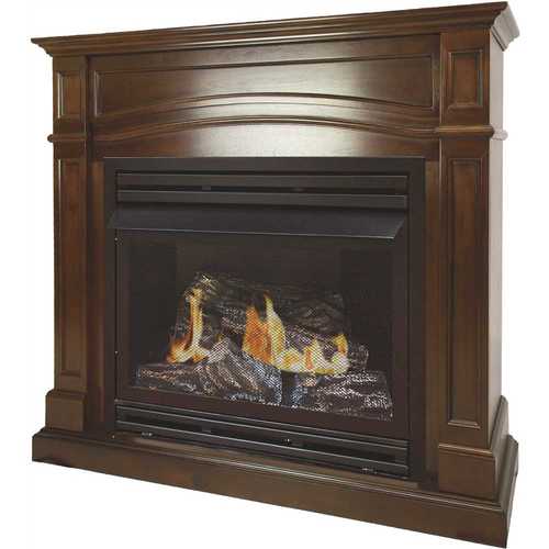 32,000 BTU 46 in. Full Size Ventless Natural Gas Fireplace in Cherry