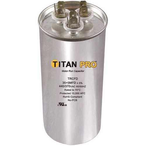 TITAN TRCFD6010 Run Capacitor 60+10 MFD 440/370-Volt Round