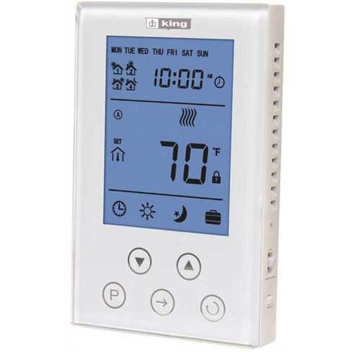 King Electric K302PE Thermostat 7-Day Programmable, Double Pole 120/208/240-Volt 15 Amp