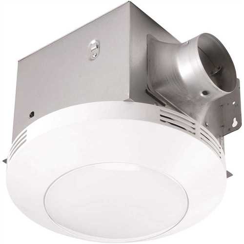 Homewerks Worldwide 7117-01-WH Decorative White 80 CFM Ceiling Mount Bathroom Exhaust Fan with LED Light