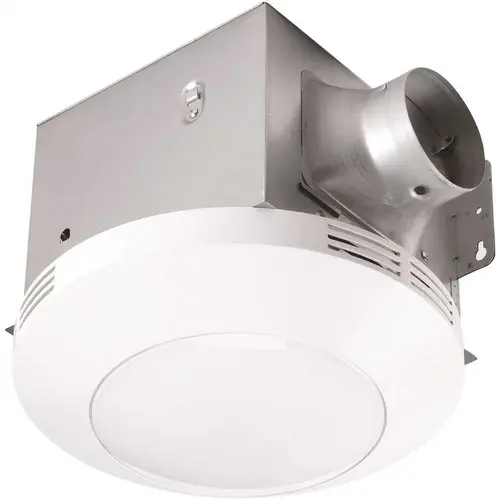 Decorative White 80 CFM Ceiling Mount Bathroom Exhaust Fan with LED Light