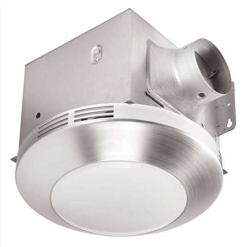 Decorative Brushed Nickel 80 CFM Ceiling Mount Bathroom Exhaust Fan with LED Light