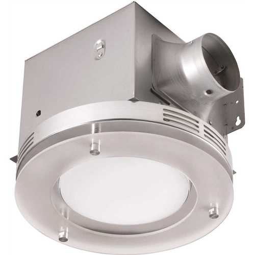 Decorative Brushed Nickel 80 CFM Ceiling Mount Bathroom Exhaust Fan with LED Light