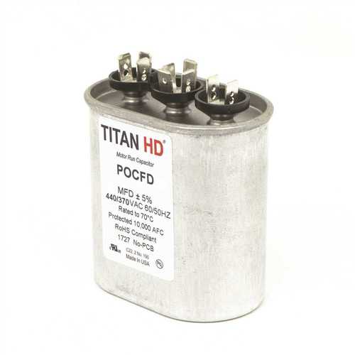 TITAN HD POCFD255A 25+5 MFD 440/370-Volt Oval Run Capacitor