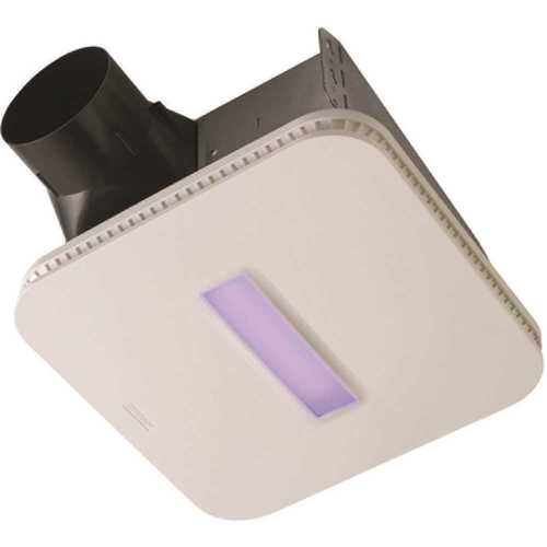 SurfaceShield Vital Vio Powered 110 CFM Ceiling Bathroom Exhaust Fan Vent with LED White and Antibacterial Violet Light