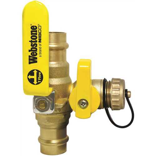 NIBCO 80613W 3/4 in. Press Forged Lead Free Full Port Brass Ball Hi-Flow Hose Drain Valve W/Reversible Handle & ADJ Packing Gland