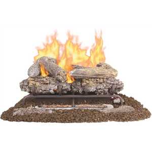 Valley Oak 24 in. Vent-Free Dual Fuel Gas Fireplace Logs with Remote