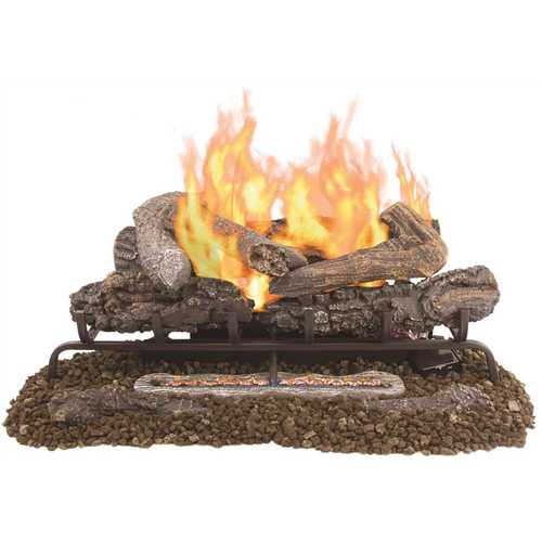 Valley Oak 30 in. Vent-Free Dual Fuel Gas Fireplace Logs with Remote