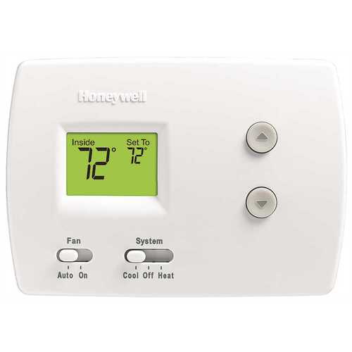 Honeywell Safety TH3110D1008 PRO 3000 1 HEAT/1 COOL NON-PROGRAMMABLE DIGITAL THERMOSTAT, WHITE