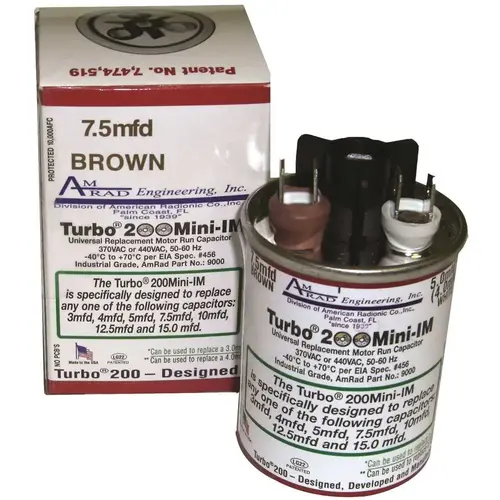 GLOBAL SOURCE TURBO 200 MIN I CAPACITOR, 2.5-12.5 MFD, 370 / 440 VAC White