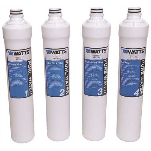 Watts PWFPK4KC4 Pure Water Master Filter Pack for Kwik Change 4-Stage Under-Sink Reveres Osmosis System