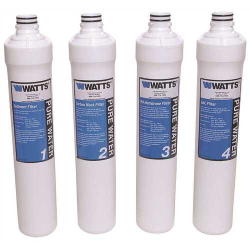 Watts PWFPK4KC4 Pure Water Master Filter Pack for Kwik Change 4-Stage Under-Sink Reveres Osmosis System White