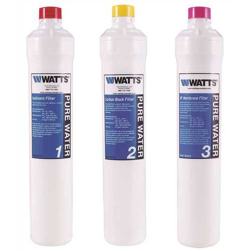 Watts PWFPKKCUF Pure Water Master Filter Pack for Kwik Change Under-Counter Ultra Filtration System White