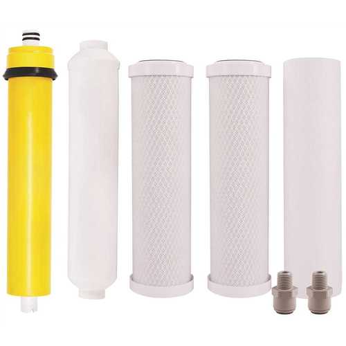 Pure Water Master Filter Pack for Under-Sink 5-Stage Reverse Osmosis System Yellow