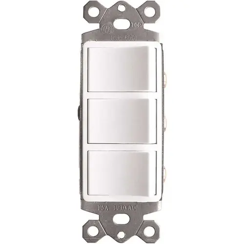 3-Function Rocker Combination Switch in White (120-Volt, 15 AMP)